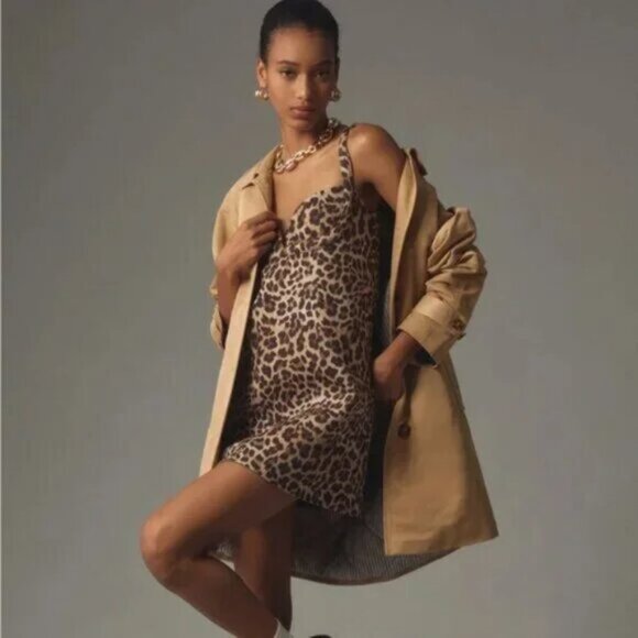 Anthropologie Dhruv Kapoor Leopard Mini Dress l Size Small - Picture 1 of 7